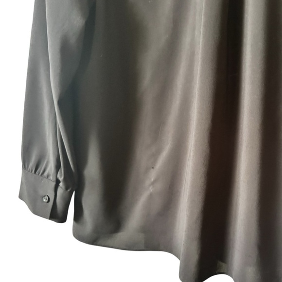 Alice + Olivia Black Long Sleeve Button Down Blouse Leather Collar sz M - Picture 13 of 13